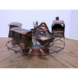 Vintage Copper Metal Wind-Up Train Sculpture in the Manner of Curtis Jere